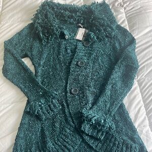 Roz & Ali Teal Textured Women's Cardigan